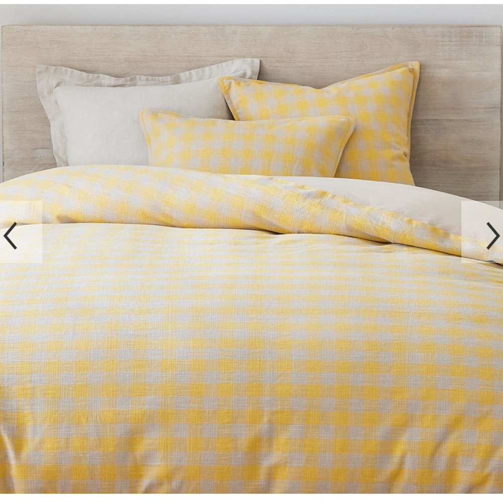 Pottery Barn Dalton Check Linen Cotten Duvet Cover and euro shams King